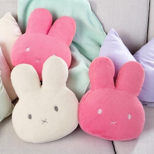 Almohada de peluche Miffy Bunny de 32 cm, suave juguete de dibujos animados, adorable cojín de conejo kawaii, rosa y blanco, relleno de algodón PP, ideal para el Día de la Madre o como regalo para niños.