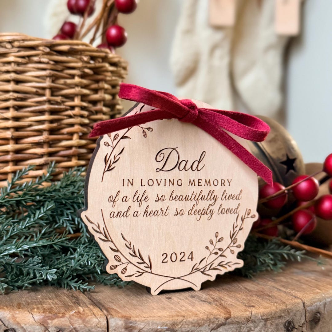 IN LOVING MEMORY | Memorial Christmas Ornament | Birch Wood Laser Cut ...