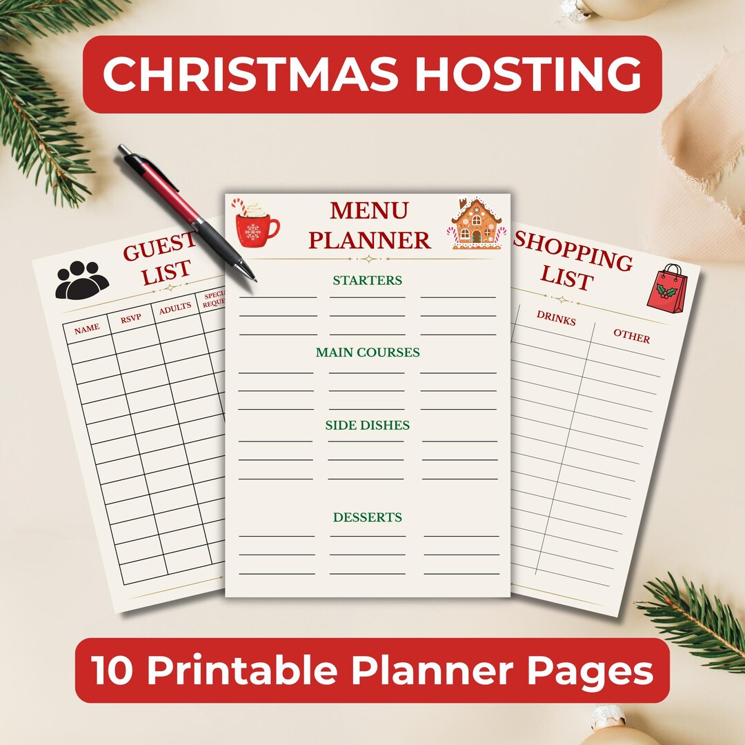 Christmas Hosting Planner | Holiday Party Organization Guide for Xmas ...