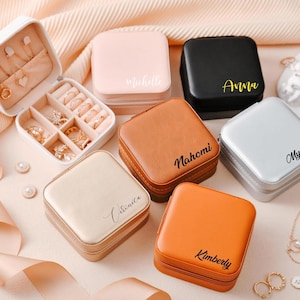 Deluxe Custom Jewelry Box Compact and Portable  - Elegant Bridesmaid Gift - Ideal for Organizing Necklace, Bracelet, and Earring Collections