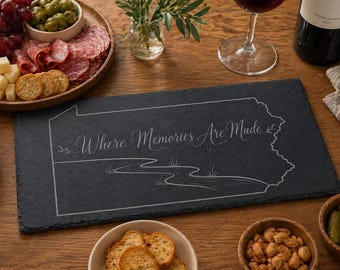 Personalized Slate Charcuterie Board 12x6 | Engraved Cheese Board Gift | Housewarming Wedding Gift Idea