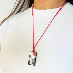 Hanafuda January「Pine and Crane」Mini Pendant | Lucky Japanese Motif