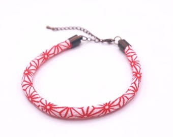 Japanese fabric bracelet | Red & White Chirimen cord accessory