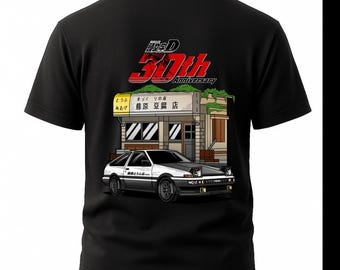Camiseta del 30 aniversario de Initial D - Camiseta Fujiwara Tofu Shop AE86, Regalo del manga Hachiroku Legend, Camiseta de algodón preencogido, Camiseta JDM