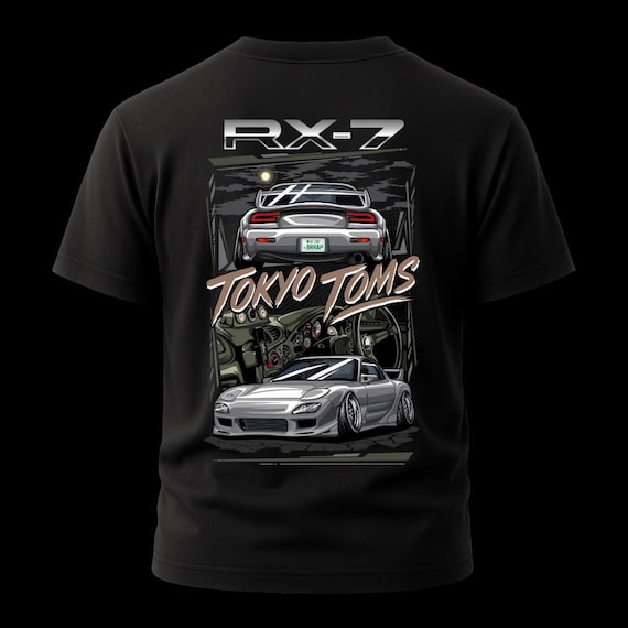 Mazda RX-7 FD3S Tee - JDM Rotary Engine T-shirt, Silver Sports Car 