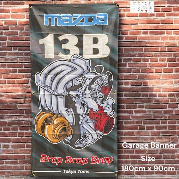 13B Rotary Engine Flag – JDM RX-7 Wall Banner | Car Enthusiast