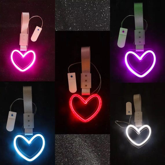 東急LOVE LED Tsurikawa Handle JDM Drift Handle Charm Neon Heart Car Decor