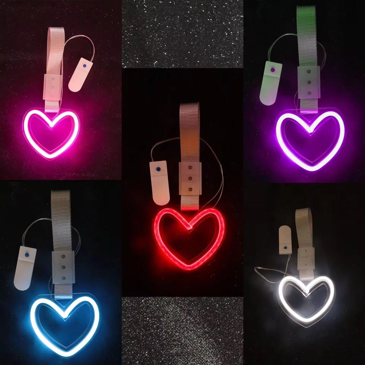 LED Tsurikawa Handle JDM Drift Handle Charm Neon Heart Car Decor