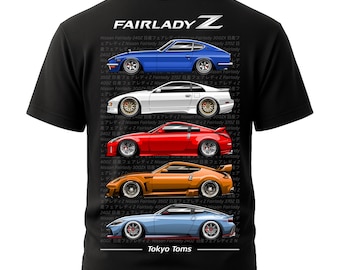Nissan Fairlady Z T-Shirt - Fairlady Z Generations Tee, JDM Shirt, 240Z 300ZX Shirt, Z33 370Z Shirt, Car Guy Gift, Tokyo Toms Tee, JDM Lover