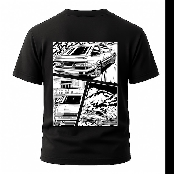 Initial D Manga Panel T-shirt - AE86 Trueno Back Print Shirt
