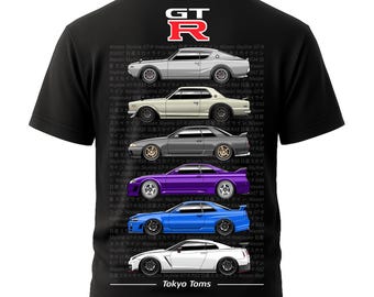 Nissan Skyline GT-R T-Shirt - GT-R Generations Tee, Jdm Shirt, Godzilla Shirt, R34 GT-R Shirt, Car Guy Gift, Tokyo Toms Shirt, Jdm Lover Tee
