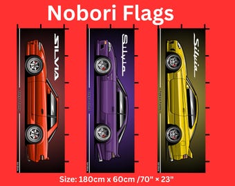 Nissan Silvia Nobori Flag JDM Banner – S13 S14 S15 Drift Car Decor for Garage, Wall or Track JDM Gift for Car Enthusiasts