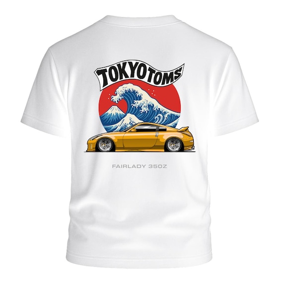 Nissan 350Z Shirt - Fairlady 350Z & Great Wave Back Print Tee, JDM