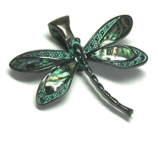 Magnetic,Dragonfly,Pendant,Magnetic Abalone Patina Dragonfly Pendant, Clip On, Interchangeable, Abalone Dragonfly, Animal Bug Pendant, Patina, Removable, DIY Jewelry, Butterfly, Jewelry Supplies