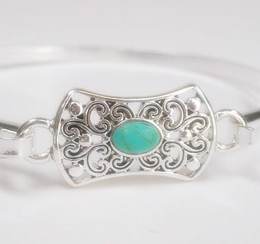 Turquoise,Bangle,Bracelet,-,Filigree,Minimalist,White,Brass,Stacking,Swirl,Pattern,Boho,Jewelry,Turquoise_Bangle,Turquoise_Bracelet,Cabochon_Bracelet,stacking_bracelet,metal_bangle,white_brass,rectangle_focal,filigree_bracelet,minimalist,delicate_style,boho_bohemian,silver_and_turquoise,epicetera,howlite cabochon,white brass