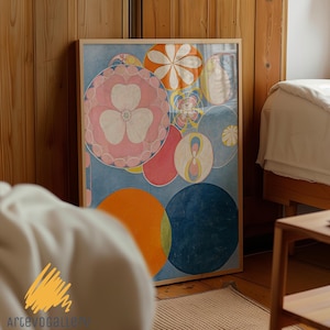 Hilma Af Klint Bunte abstrakte Wandkunst, Bunte spirituelle Kunstdruck, Geometrische Blumenwandkunst, Für modernes Wohndekor, Vintage Wandkunst