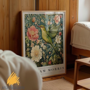Stampa di uccelli di William Morris, arte murale di William Morris, arte murale botanica, poster floreale vintage, arte murale estetica, stampa da giardino vintage