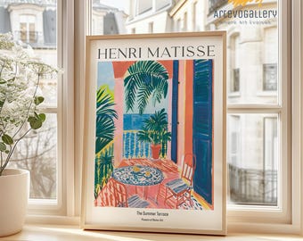 Lámina &quot;La terraza de verano&quot; de Henri Matisse, arte mural moderno y colorido, láminas de Henri Matisse, arte mural vintage, lámina de galería, idea de regalo