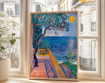 Henri Matisse - Paisaje mediterráneo oceánico, arte mural con paisajes, impresión de exposición moderna, arte mural colorido, impresiones de Henri Matisse