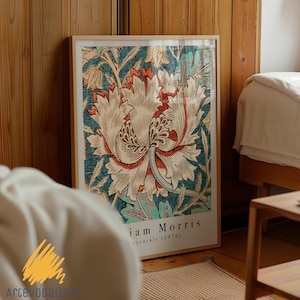 William Morris Floral Honeysuckle Canvas Painting, William Morris Wall Art, Botanical Wall Art, Floral Vintage Poster, Aesthetic Wall Art
