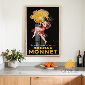Leonetto Cappiello Lámina Cognac Monnet, Retro Wall Art, Home Bar Wall Decor, Art Deco Alcohol Print, Vintage Wall Art, Liquor Advertising
