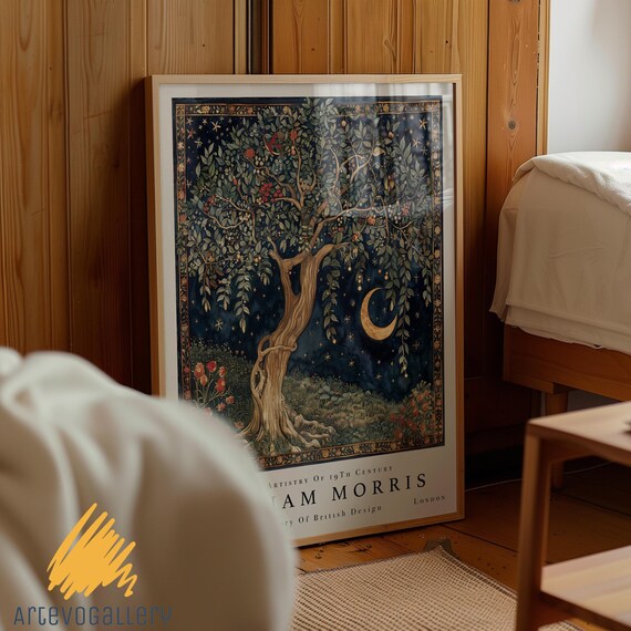 William Morris Moon Art Print: Vintage Exhibition Poster