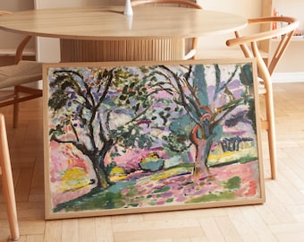 Impresión de Henri Matisse: Olivos en Collioure, Impresión de pared con paisaje arbóreo colorido, Arte mural colorido, Impresiones de Henri Matisse, Arte mural vintage