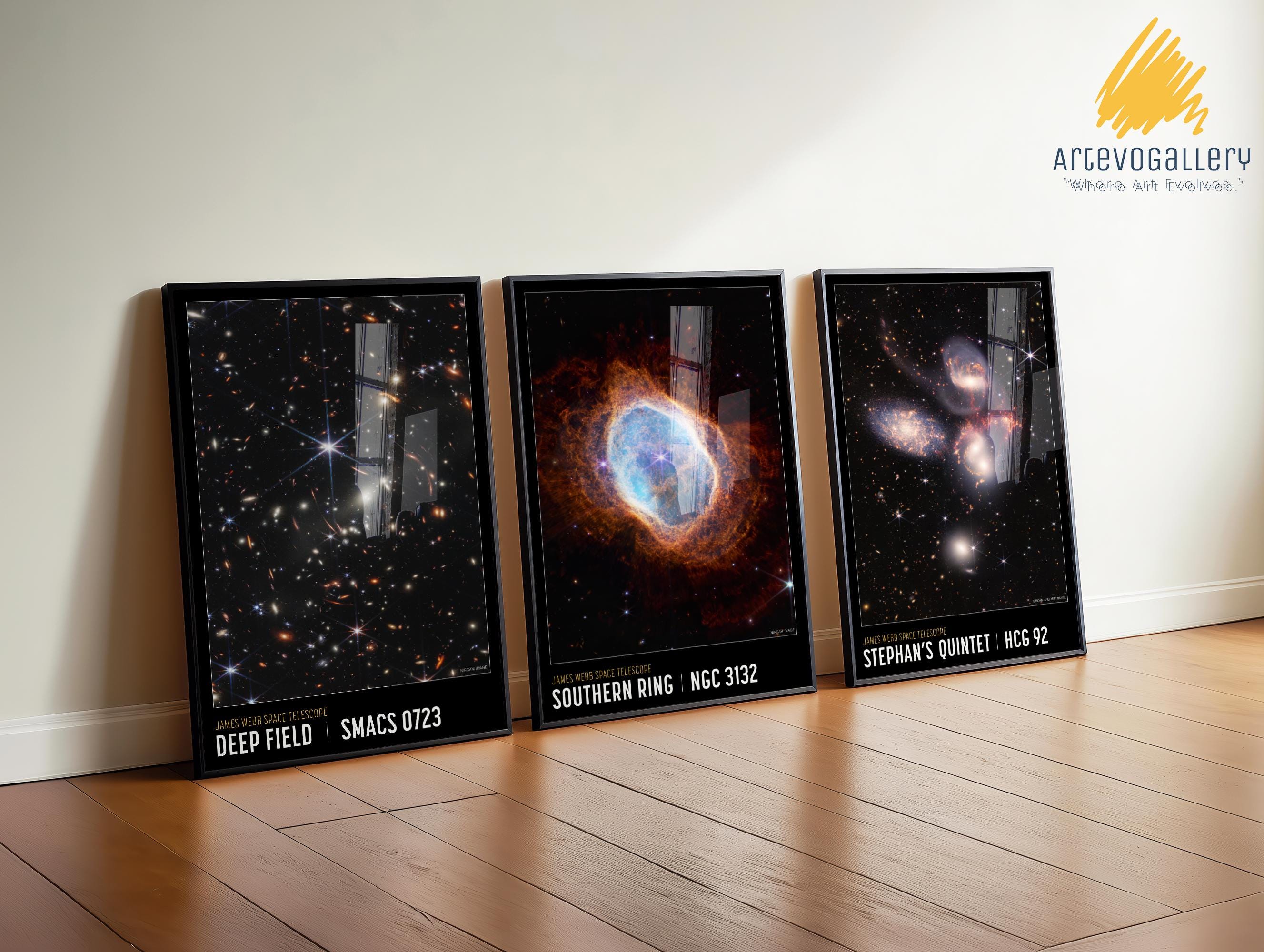 James Webb Telescope Deep Space Poster Set Of 3, Space Wall Art, Cosmic Wall Art, Nasa Print, James Webb Poster, Space Lover Gift, Gift Idea