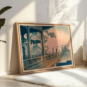 Kawase Hasui Japanese Landscape Wall Art, Japanese Temple Poster, Woodblock Print, Japandi Decor, Japanese Wall Art, Framed Japan Print