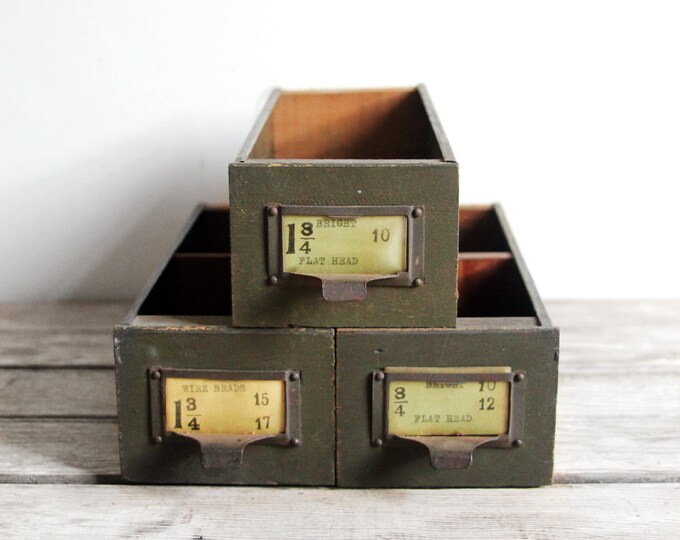Vintage Wood & Metal Hardware Store Drawer Etsy