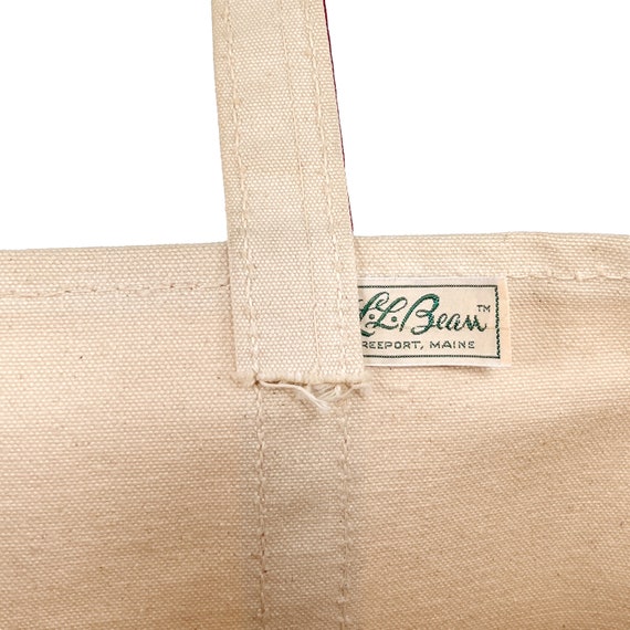 Vintage LL BEAN Extra Large Canvas Boat Tote Bag Red Handles Made USA  *Dirty*