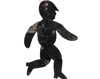 Antique Late 1800s 14" Folk Art Painted Cutout Tin Dancing Jointed Man Figurine