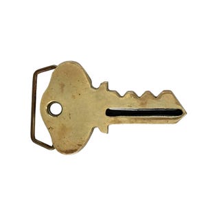 Vintage 1970s Oversized Solid Brass Key Belt Buckle