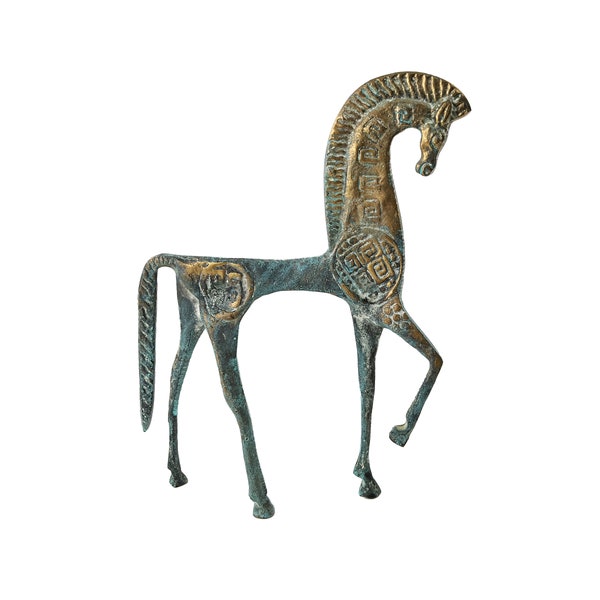 Vintage 1960s 9.75" Brass Mid-Century Modern Frederick Weinberg Style Etruscan Horse Figurine