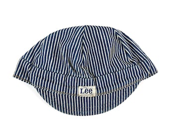 Vintage 1950s Lee Hickory Striped Engineers Train Conductors Hat Cap Sanforized Union Made USA