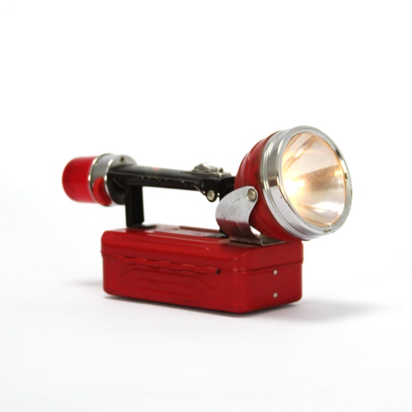 vintage red metal camping light