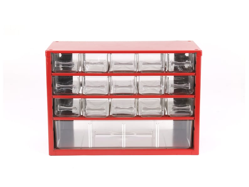 Vintage Industrial Red Metal 16 Drawer Unit Parts Organizer Etsy