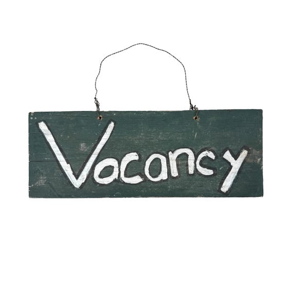 Vintage 1950s Double-Sided Painted Green Wood Vacancy Sign Mid-Century Motel Roadside Americana