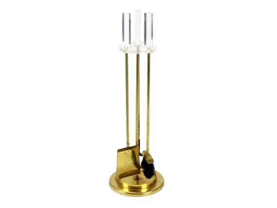 Vintage 1960s Mid Century Modern Brass Lucite Fireplace Etsy