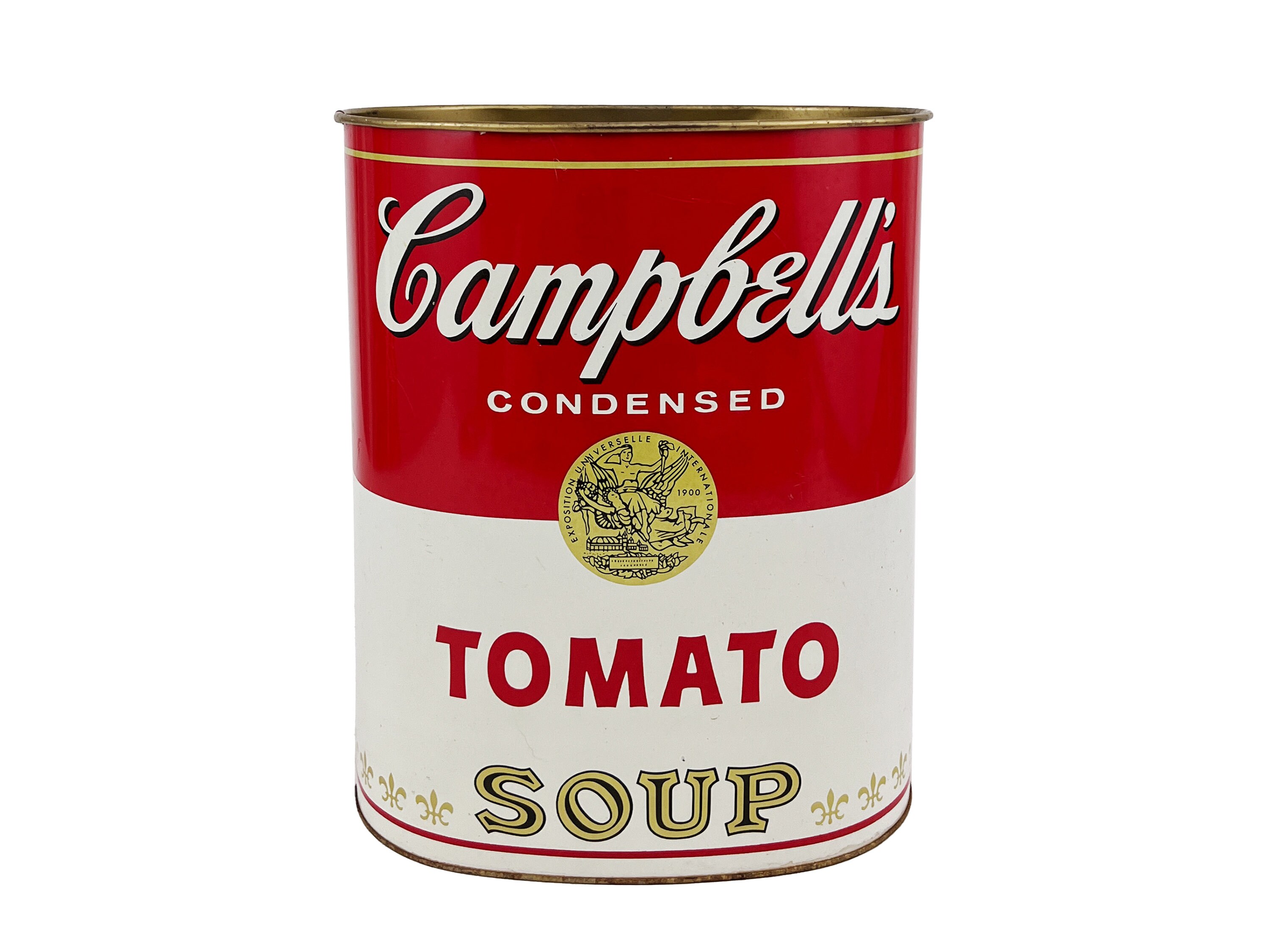 Vintage 1960s Campbell's Tomato Soup Tin Metal Waste Basket Trash