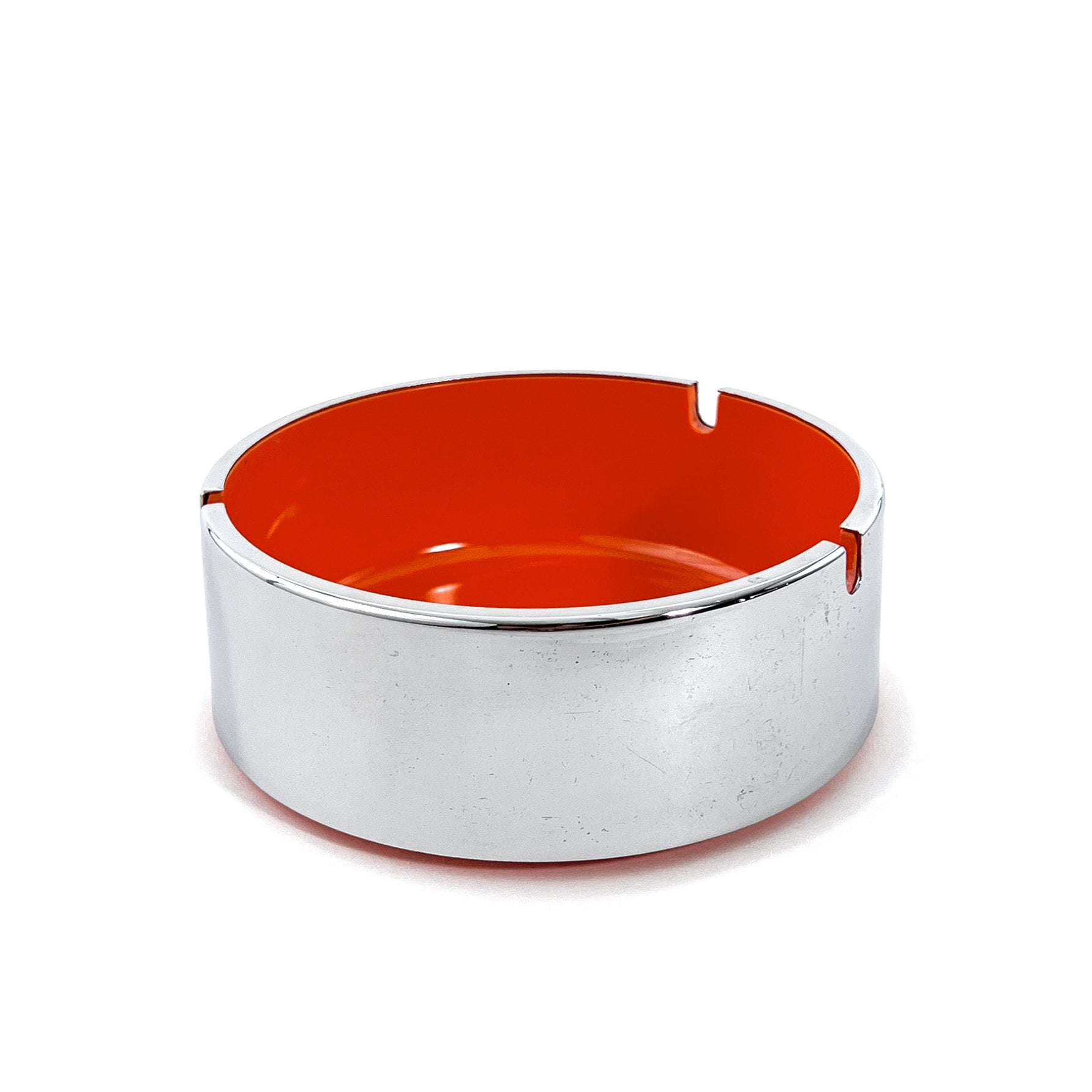 Vintage 1960s Space Age Large Melamine Chrome & Orange