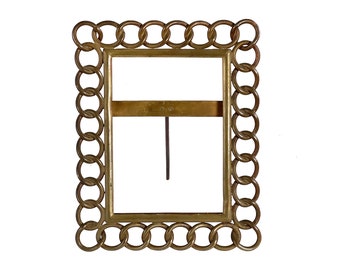 Antique Late 1800s 8" x 6.5" English Victorian Brass Endless Chain Link Folding Picture Frame