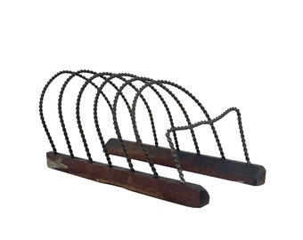 Antique 1920s Wood & Twisted Wire General Store Mercantile Display Sorter Rack