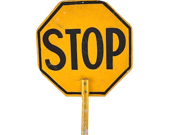 Vintage Handheld STOP Sign~ School Crossing Guard Reversible