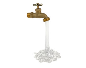 Vintage 1990s Glass Water Running Faucet by Gary Guydosh Pop Art Sculpture