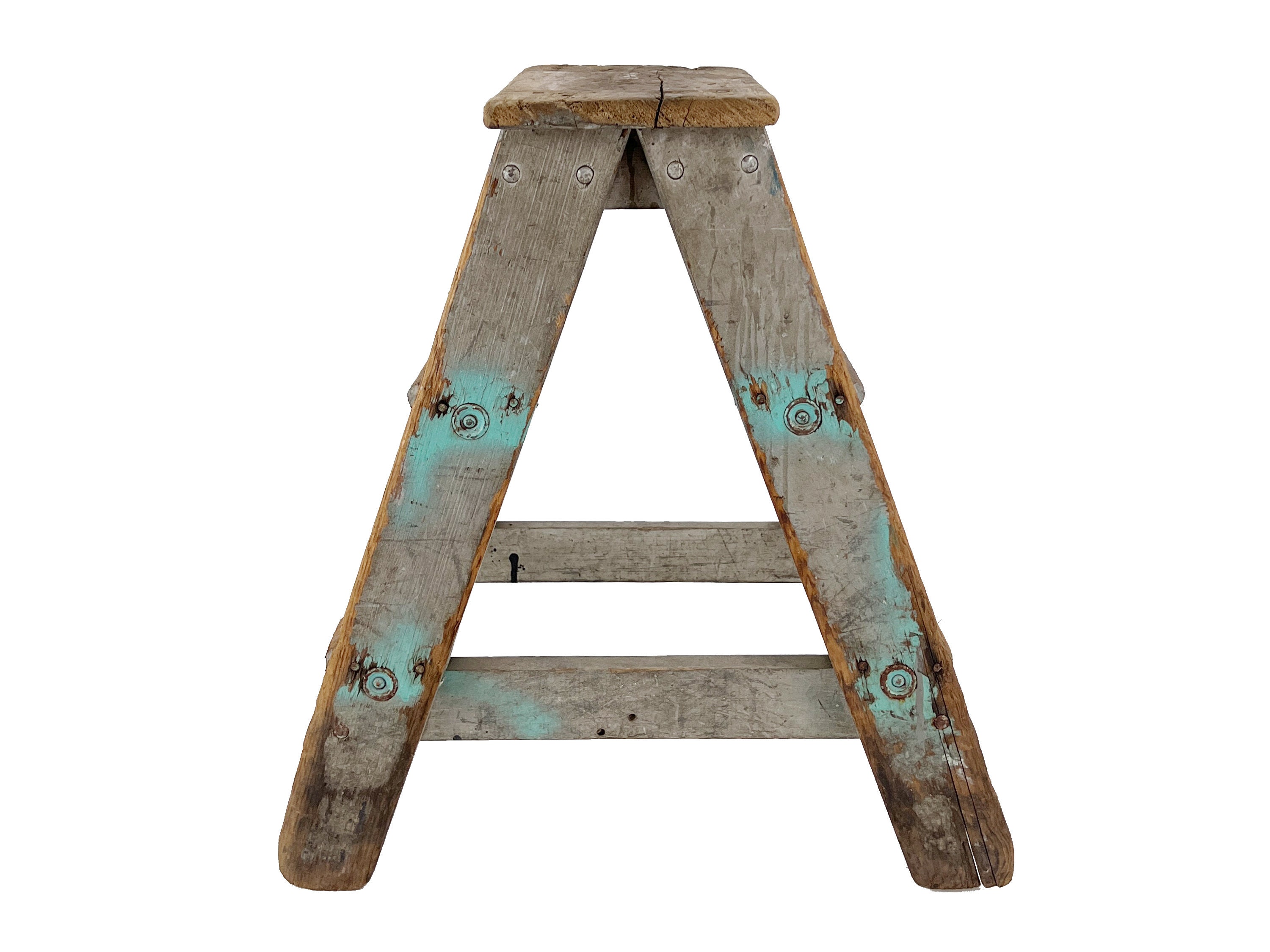 Vintage Wooden Step Ladder with Original Paint - 1960's in General