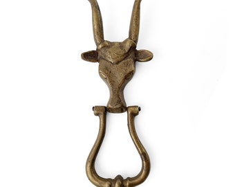 Vintage 1970s 12" Solid Brass Texas Longhorn Bull Head Door Knocker