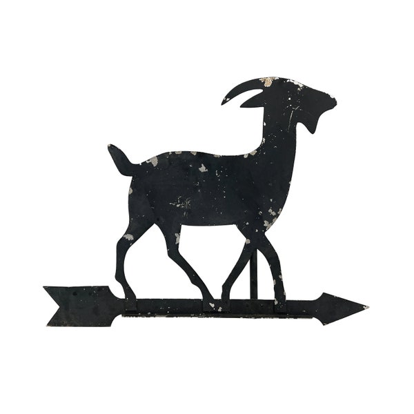 Vintage 1950s 27" Handmade Folk Art Metal Goat Farm Weathervane w/ Directional Pointer Arrow