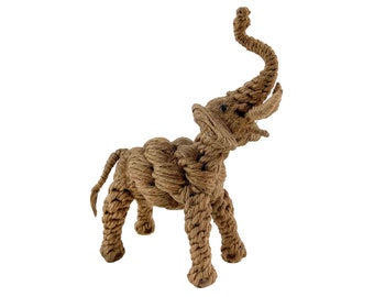 Vintage 1960s 7.5" Jute Rope Elephant Figurine Danish Modern Kay Bojesen Jorgen Bloch Style