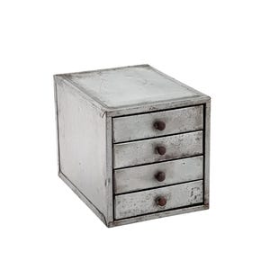 Vintage 1950s Industrial Small Parts Zinc Metal 4-drawer Storage Unit